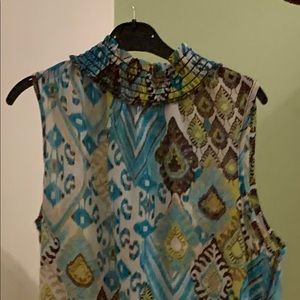 Green multi colored top